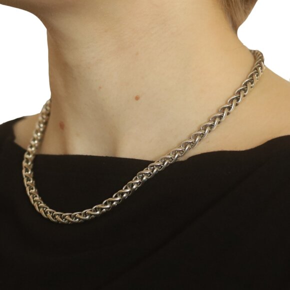 David Yurman 6mm Wheat Chain Necklace 16 3/4" - Sterling Silver 925 Yellow 14k - Picture 4 of 8